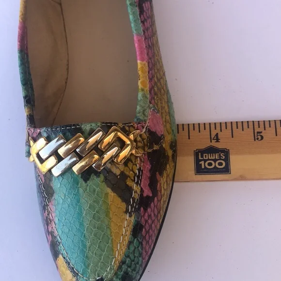 Amalfi Multicolor Snake Print Loafers with Gold Accent - Picture 11 of 16